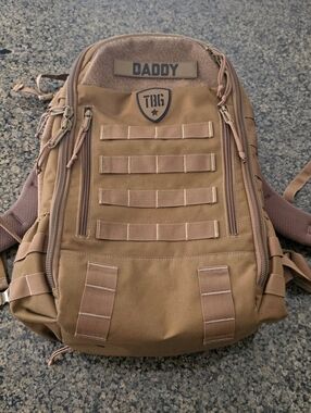TBG Tactical Baby Gear Daypack Diaper travel Bag Backpack Coyote Brown W/ Patch